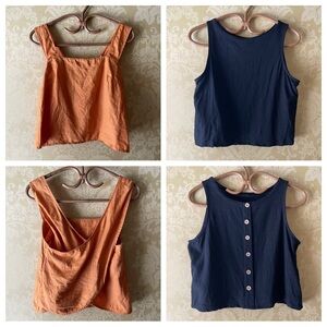 Madewell Linen Crossback Tank & Boxy Crop Black Linen Tank Top